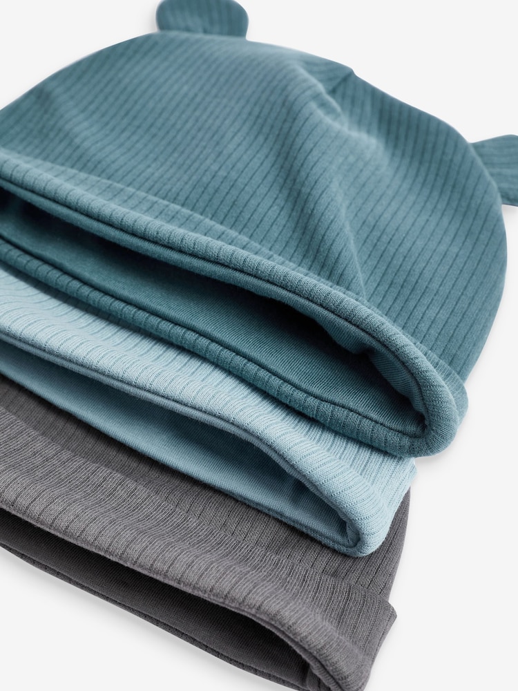 Blau - 3er Pack Beanie-Mützen mit Bärenohren für Babys (0–18 Monate) - Bild 5 von 5 Blau - 3er Pack Beanie-Mützen mit Bärenohren für Babys (0–18 Monate) - Bild 5 von 5