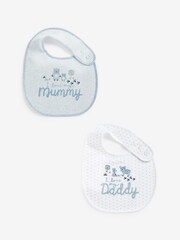 Blue Mummy/Daddy Baby 100% Cotton Bibs 2 Pack - Image 1 of 3