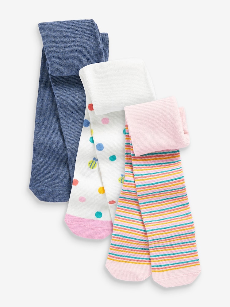 Gepunktet, gestreift - Strumpfhose im Babydesign, 3er-Pack (0M.–2J.) - Bild 1 von 4