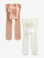 Pink/Cream Baby Tights 2 Pack (0mths-2yrs) - Image 1 of 3