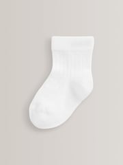 White 7 Pack Rib Baby Socks (0mths-2yrs) - Image 2 of 2