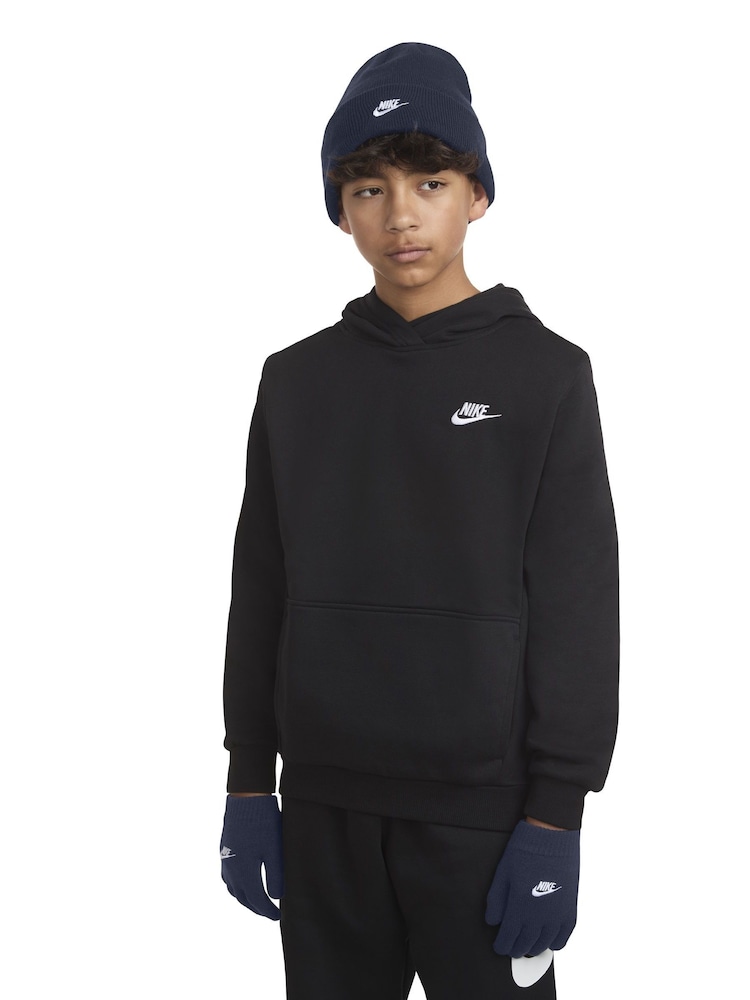 Granatowy - Dzianinowy zestaw Nike Club dla starszych dzieci: czapka beanie i rękawiczki (8–15 lat) - Image 1 of 6