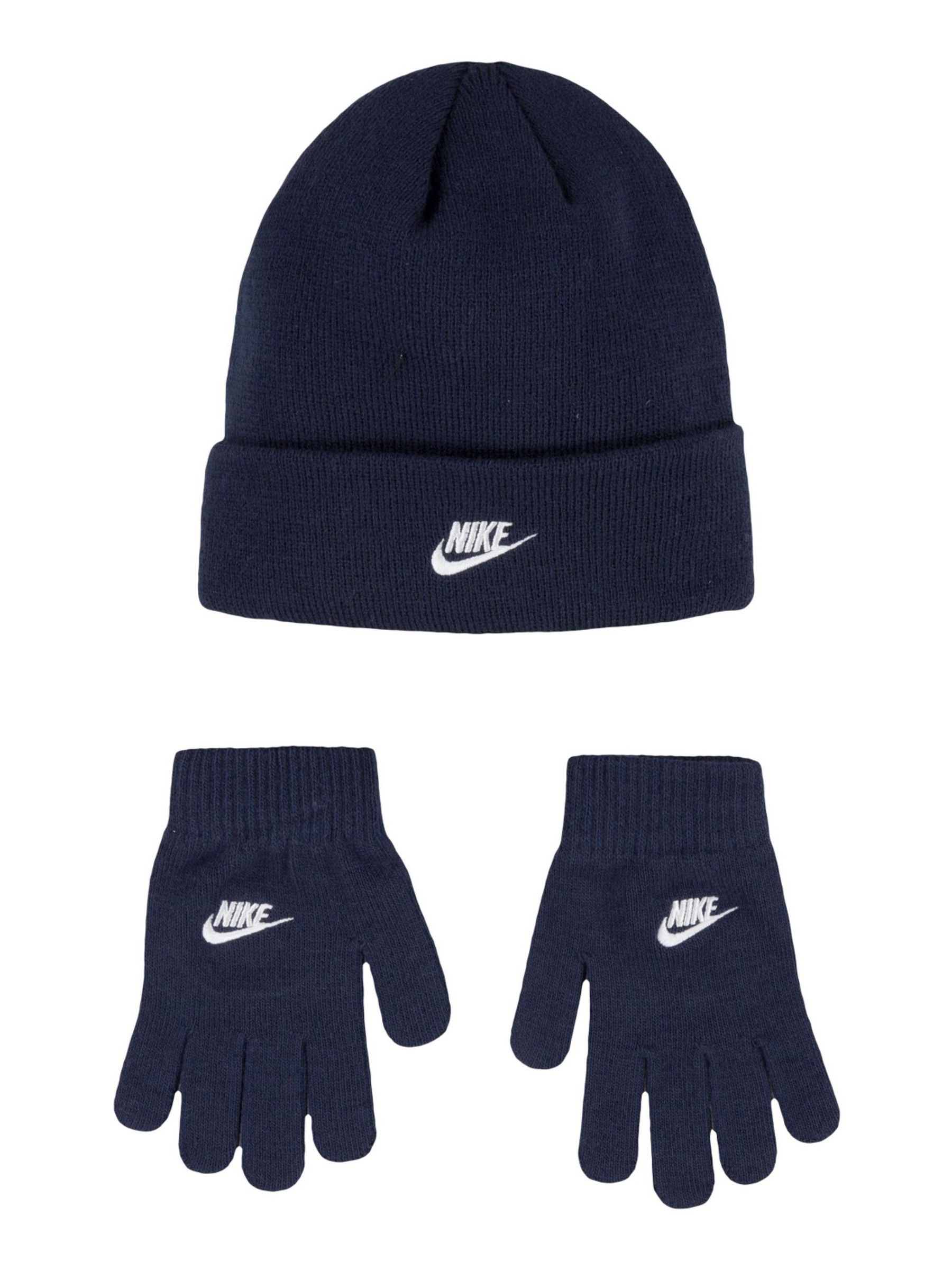 Buy Nike Navy Club Older Kids Knitted Beanie Hat and Gloves Set 8 15yrs from Next Luxembourg