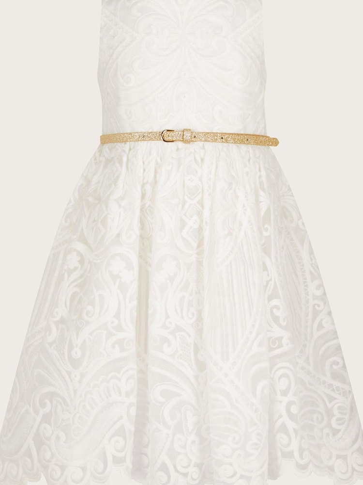 Monsoon White/Gold Alea Soft Lace Dress - Image 1 of 5