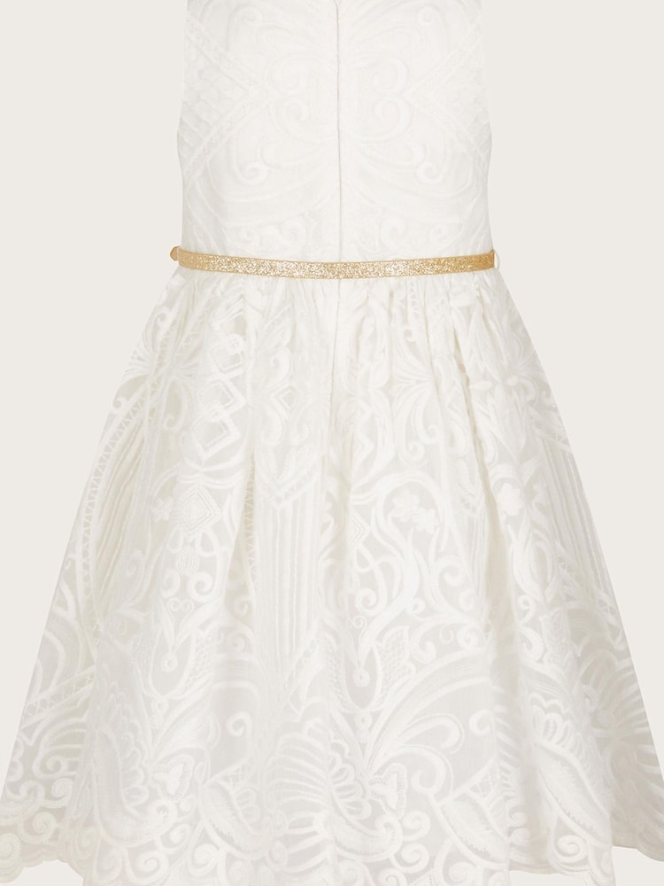Monsoon White/Gold Alea Soft Lace Dress - Image 2 of 5