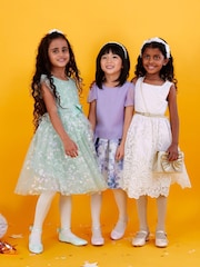Monsoon White/Gold Alea Soft Lace Dress - Image 5 of 5