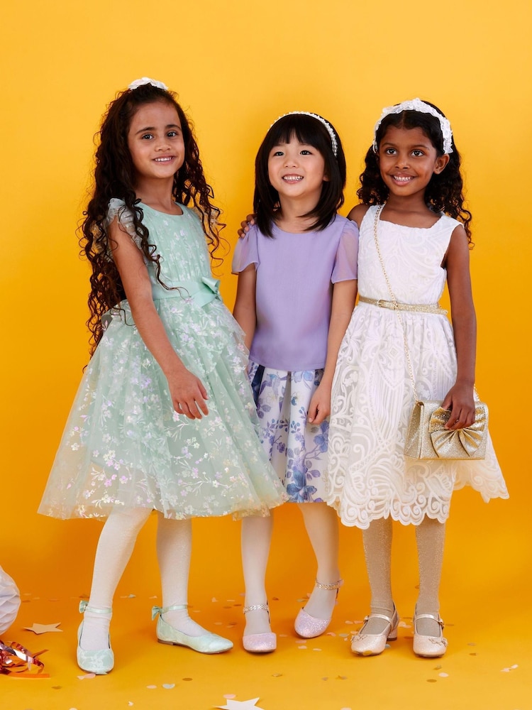 Monsoon White/Gold Alea Soft Lace Dress - Image 5 of 5