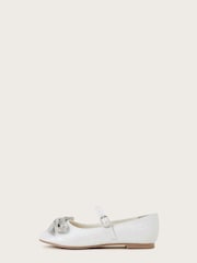 Monsoon Natural Bobbie Dazzle Bow Ballerina Flat Shoes - Image 1 of 4
