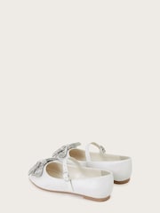 Monsoon Natural Bobbie Dazzle Bow Ballerina Flat Shoes - Image 2 of 4