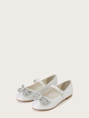 Monsoon Natural Bobbie Dazzle Bow Ballerina Flat Shoes - Image 3 of 4