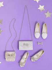 Monsoon Natural Bobbie Dazzle Bow Ballerina Flat Shoes - Image 4 of 4