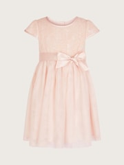 Monsoon Pink Baby Truth Sequin Lace Dress - Image 1 of 3