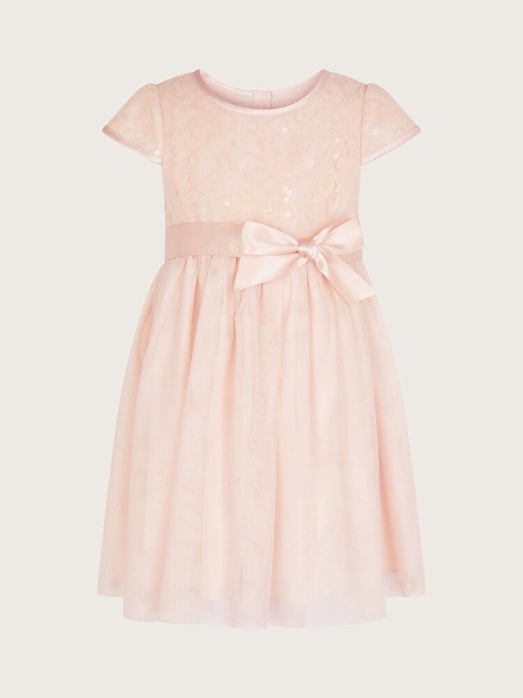 Monsoon Pink Baby Truth Sequin Lace Dress - Image 1 of 3