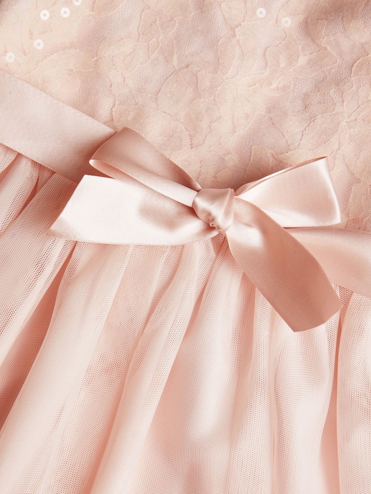 Monsoon Pink Baby Truth Sequin Lace Dress - Image 3 of 3