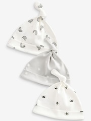 White / Grey Baby Tie Top Hats 3 Pack (0-12mths) - Image 1 of 1