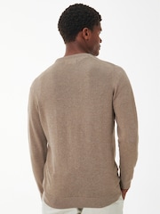 Barbour® Sand Mens Pima Crew Neck Cotton Jumper - Image 2 of 6