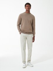 Barbour® Sand Mens Pima Crew Neck Cotton Jumper - Image 3 of 6