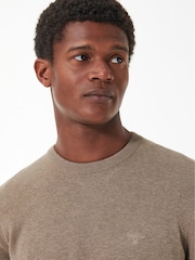 Barbour® Sand Mens Pima Crew Neck Cotton Jumper - Image 4 of 6