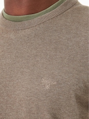 Barbour® Sand Mens Pima Crew Neck Cotton Jumper - Image 5 of 6