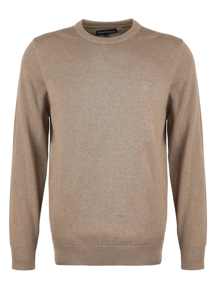 Barbour® Sand Mens Pima Crew Neck Cotton Jumper - Image 6 of 6
