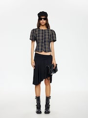 Lioness Blue Femme Structured Plaid Cropped Blouse - Image 1 of 5