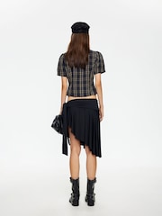 Lioness Blue Femme Structured Plaid Cropped Blouse - Image 5 of 5