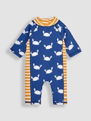 JoJo Maman Bébé Blue Crab UPF 50 1-Piece Sun Protection Suit - Image 3 of 5