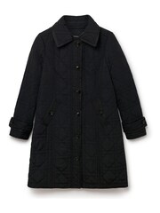 Another Sunday Diamond Quilted Padded Lightweight Midi Coat with Collar In Black - Image 3 of 5