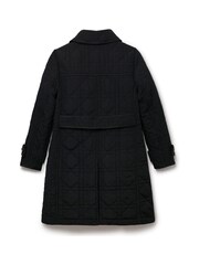Another Sunday Diamond Quilted Padded Lightweight Midi Coat with Collar In Black - Image 4 of 5