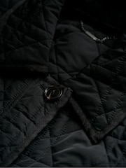 Another Sunday Diamond Quilted Padded Lightweight Midi Coat with Collar In Black - Image 5 of 5