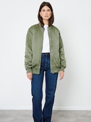 Another Sunday Oversized Bomber Jacket With Ruched Sleeves In Khaki - Image 1 of 7