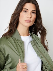 Another Sunday Oversized Bomber Jacket With Ruched Sleeves In Khaki - Image 4 of 7