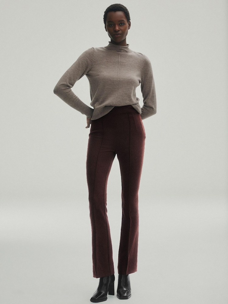 Schokoladenbraun - Straight-Leg-Hose mit Faltendesign - Bild 1 von 5