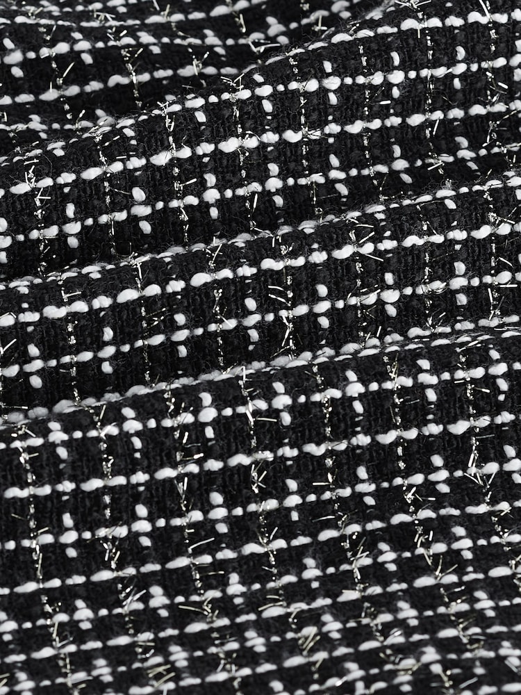 Schwarz/Weiss Tweed - Langärmeliges 2-in-1-Minikleid - Bild 7 von 7