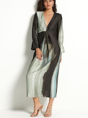 Navy Brush Stroke Print Midi Dress - Image 1 of 6