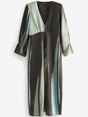 Navy Brush Stroke Print Midi Dress - Image 5 of 6