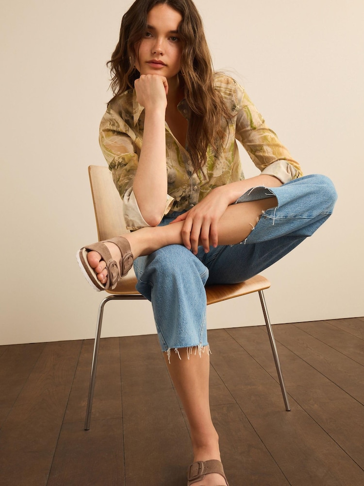Cream Abstract Print Long Sleeve Shirt - Image 2 of 6