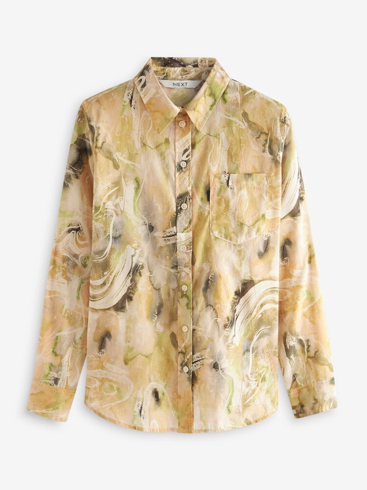 Cream Abstract Print Long Sleeve Shirt - Image 6 of 6