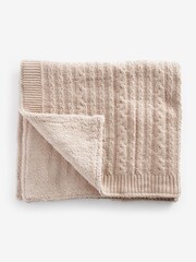 Neutral Mink Baby Knitted Blanket - Image 1 of 1
