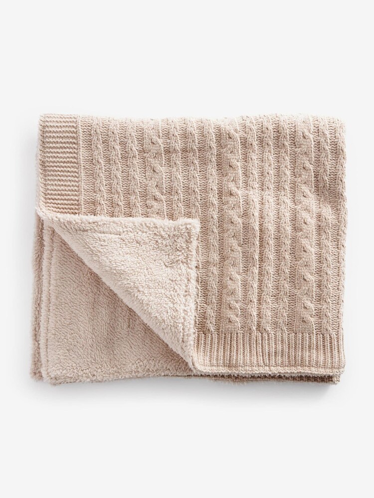 Neutral Mink Baby Knitted Blanket - Image 1 of 1 Neutral Mink Baby Knitted Blanket - Image 1 of 1