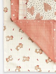 Pink Teddy Baby Muslin Cloths 4 Packs - Image 2 of 5