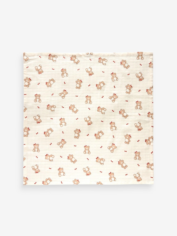Pink Teddy Baby Muslin Cloths 4 Packs - Image 5 of 5