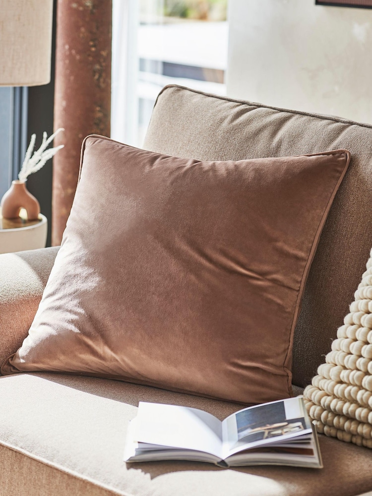 Espresso Brown 59 x 59cm Matte Velvet Cushion - Image 1 of 5
