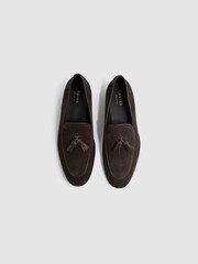 Reiss Chocolate Windsor Suede Tassel Loafers - Image 4 of 6