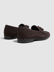 Reiss Chocolate Windsor Suede Tassel Loafers - Image 5 of 6