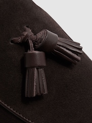 Reiss Chocolate Windsor Suede Tassel Loafers - Image 6 of 6