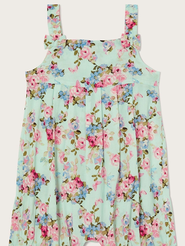 Monsoon Baby Green  Posey Floral Romper Playsuit - Image 1 of 1
