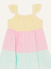Monsoon Baby Pink Gingham Colour Block Dress - Image 2 of 4