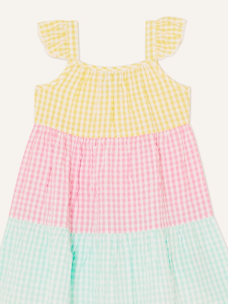 Monsoon Baby Pink Gingham Colour Block Dress - Image 2 of 4 Monsoon Baby Pink Gingham Colour Block Dress - Image 2 of 4