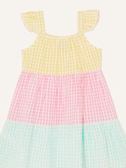 Monsoon Baby Pink Gingham Colour Block Dress - Image 3 of 4